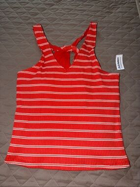 Old Navy Red Striped Tank with Back Knot Detail